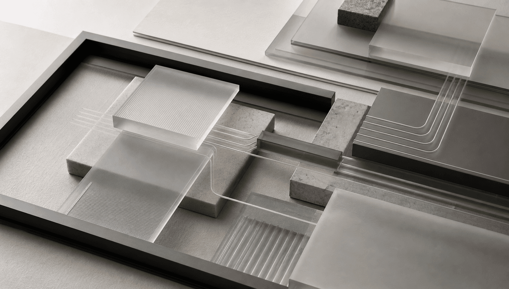 Architectural glass and graphite modules connected into an applied AI system